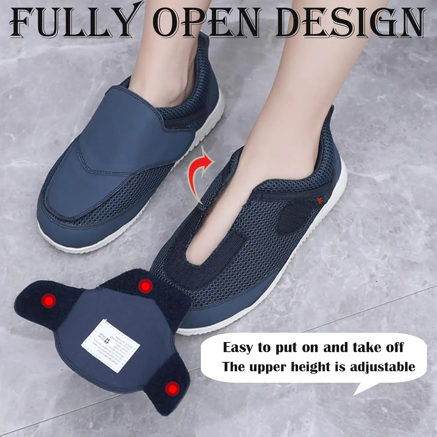 Diabetic Shoes for Women Extra Wide Width Walking Shoes Slip-on Shoes Comfortable and Breathable Adjustable Walking Shoes for for Elderly,Edema,Swollen Feet