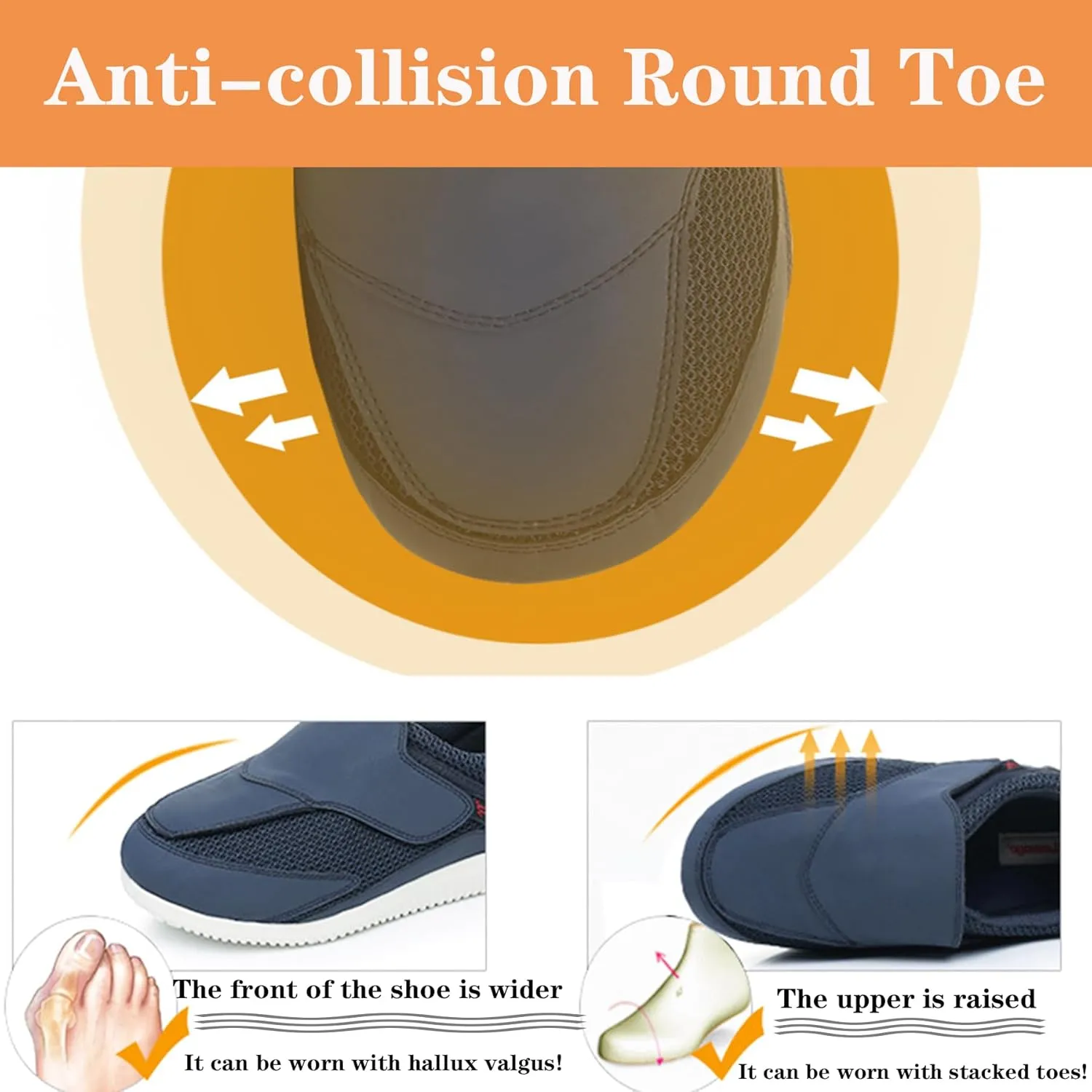Diabetic Shoes for Women Extra Wide Width Walking Shoes Slip-on Shoes Comfortable and Breathable Adjustable Walking Shoes for for Elderly,Edema,Swollen Feet