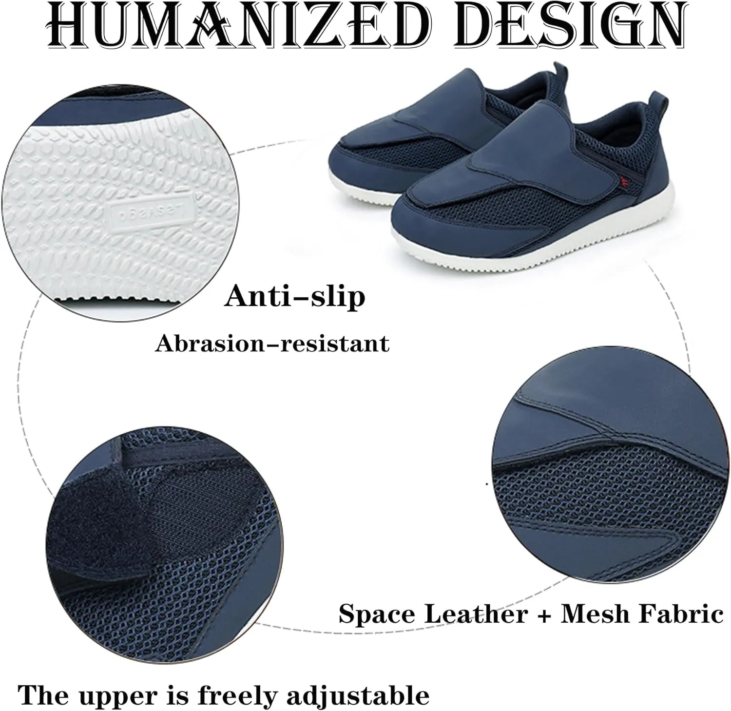 Diabetic Shoes for Women Extra Wide Width Walking Shoes Slip-on Shoes Comfortable and Breathable Adjustable Walking Shoes for for Elderly,Edema,Swollen Feet