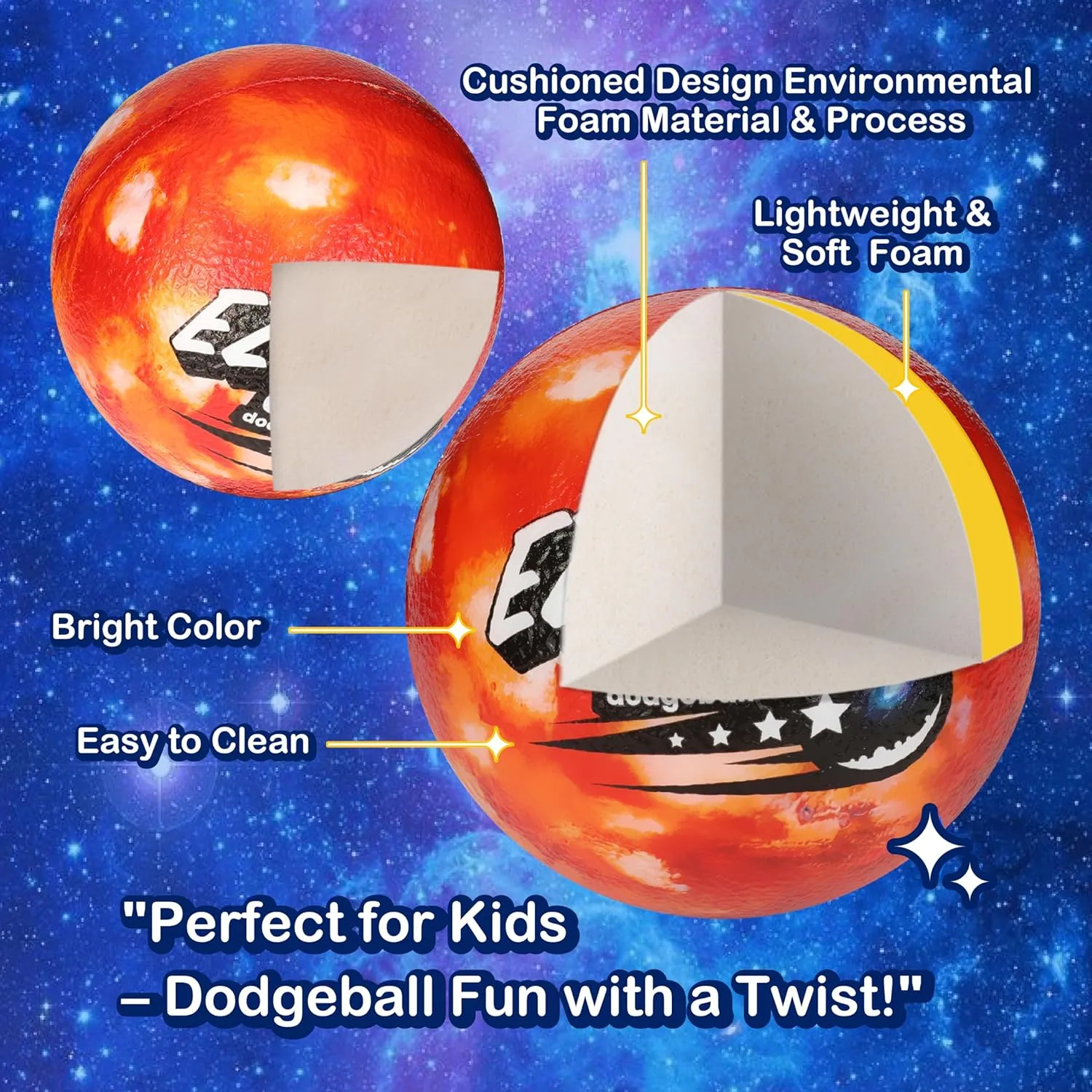 Dodgeballs, Foam Playground Ball Set, 6” Dodge Balls Kick Ball for Kids&Adults, Hand Ball for Outdoor&Indoor with Mesh Storage Bag