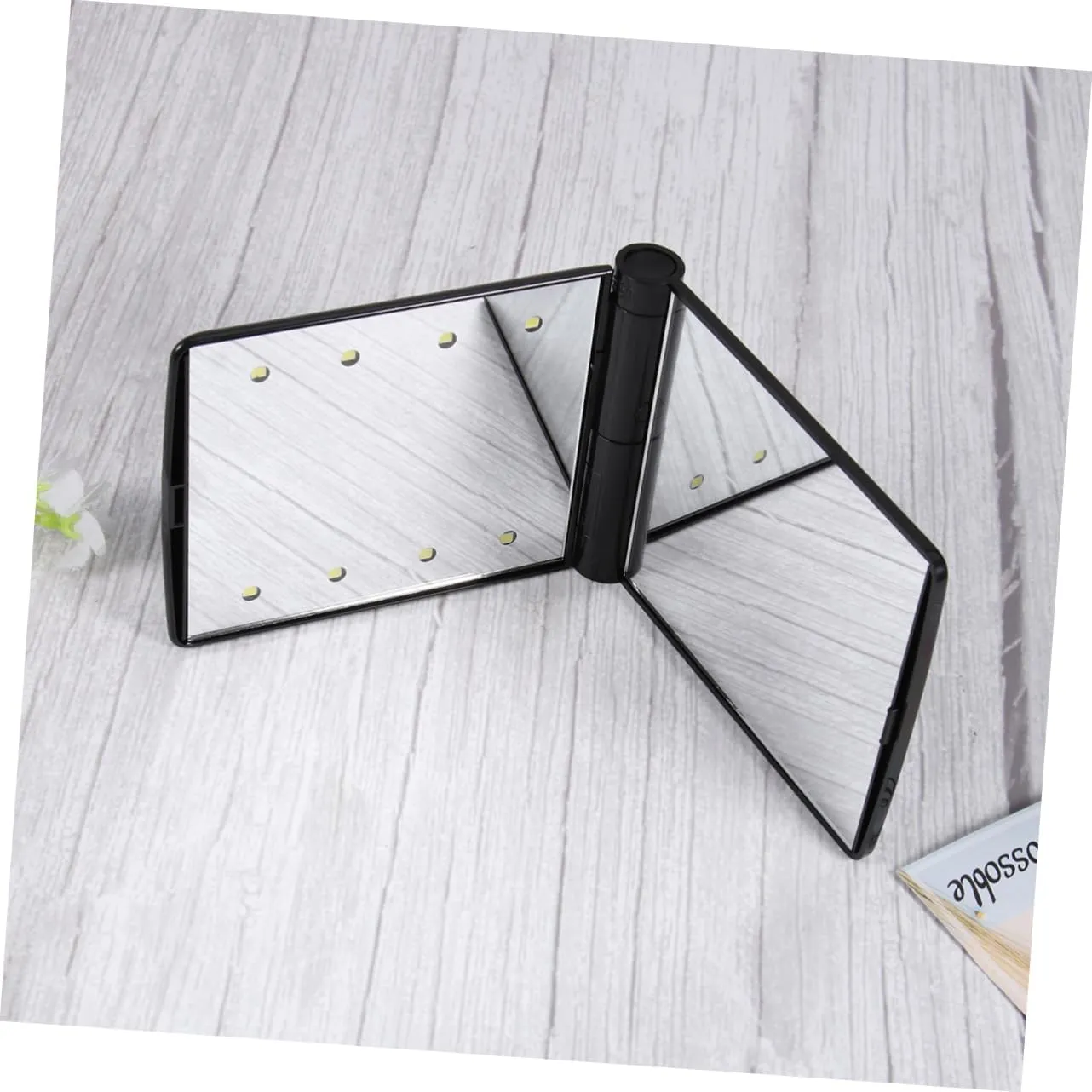 DOITOOL 2pcs Led Lighted Makeup Mirror Compact Led Folding Cosmetic Mirror Double-Sided Design for Enhanced Visibility Portable and Lightweight for Travel Black