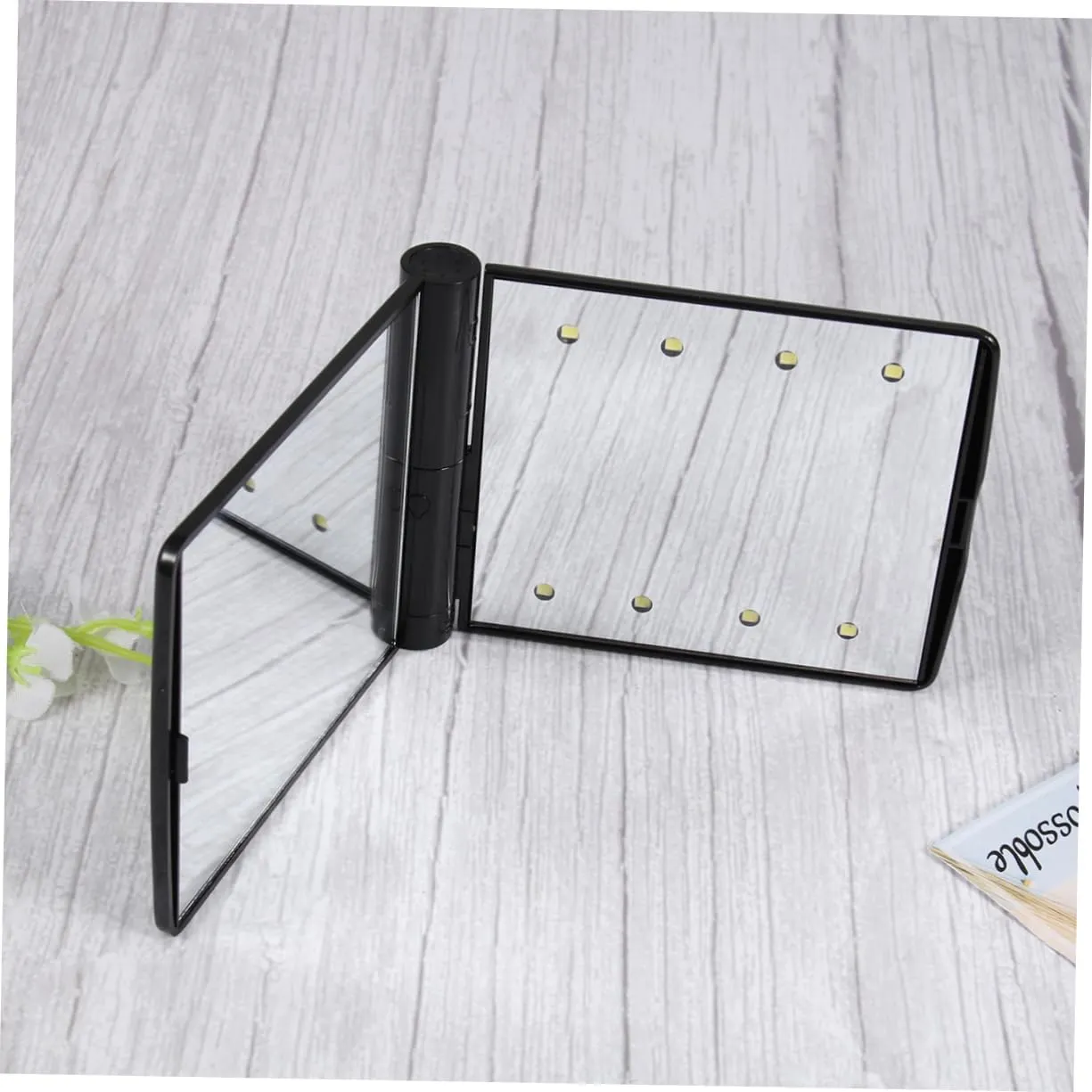 DOITOOL 2pcs Led Lighted Makeup Mirror Compact Led Folding Cosmetic Mirror Double-Sided Design for Enhanced Visibility Portable and Lightweight for Travel Black