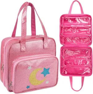 Dolls Carrying Case Compatible with LOL Surprise Dolls All,Hanging Travel Toys Storage Tote Bag with 6 Clear Pockets for Girls, Bag Only,Pink