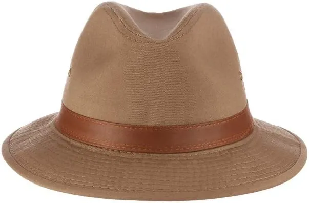 Dorfman Hat Co. Men's One-Piece Canvas Faux Leather-Trim Safari Hat