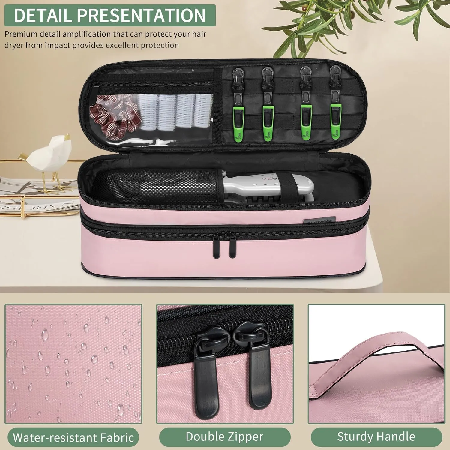 Double Layer Travel Carrying Case Compatible with Shark Flexstyle, Storage Case for Revlon One-Step Hair Dryer and Volumizer Hot Air Brush Portable Organizer Bag for Dyson Airwrap Styler