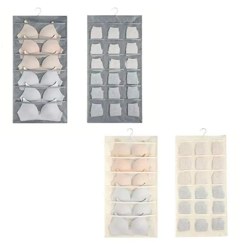 Double-Sided Hanging Bag Underwear Bra Socks Rack Hanger Storage Organizer