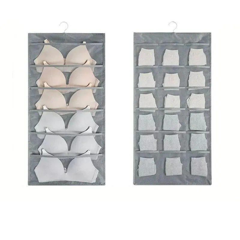Double-Sided Hanging Bag Underwear Bra Socks Rack Hanger Storage Organizer
