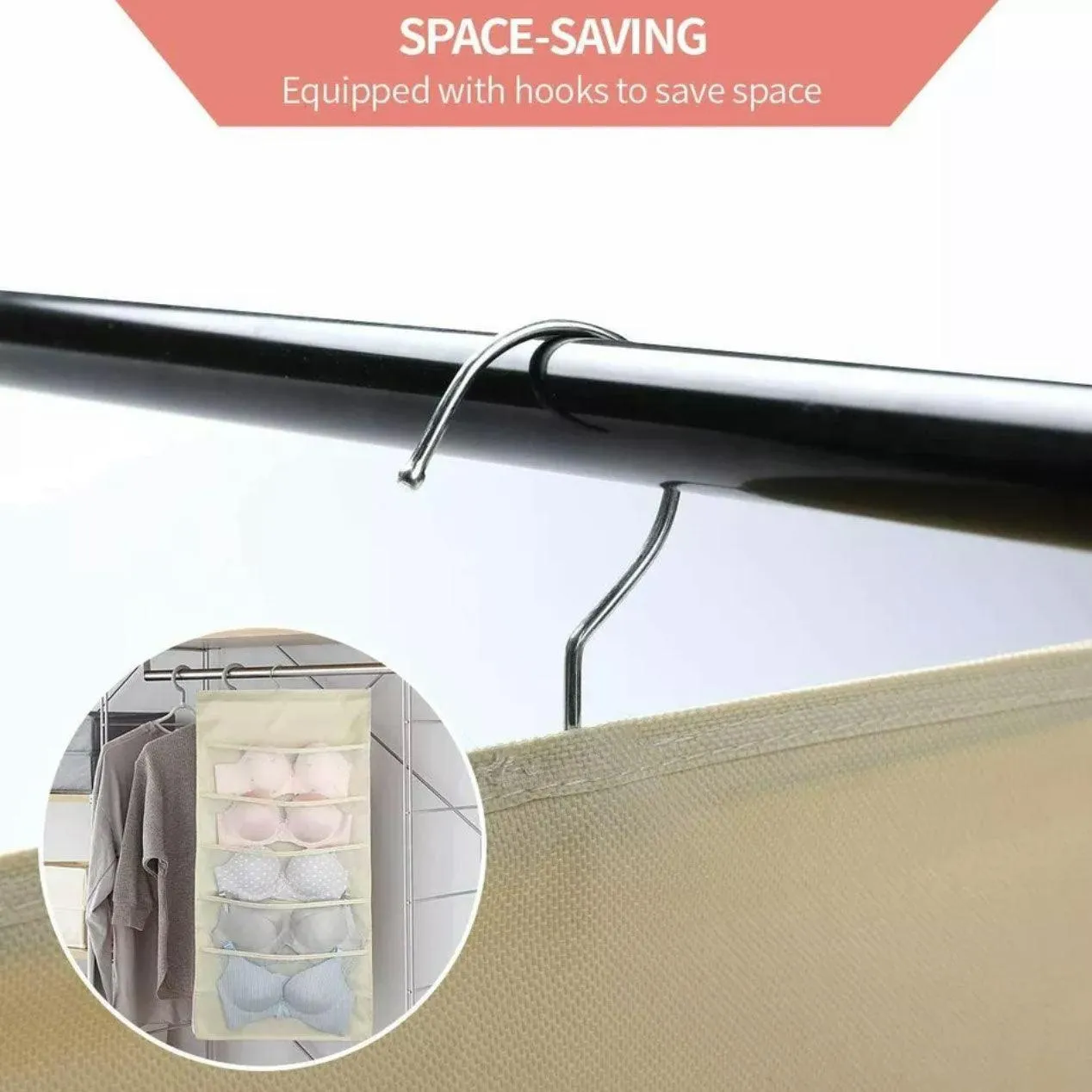 Double-Sided Hanging Bag Underwear Bra Socks Rack Hanger Storage Organizer