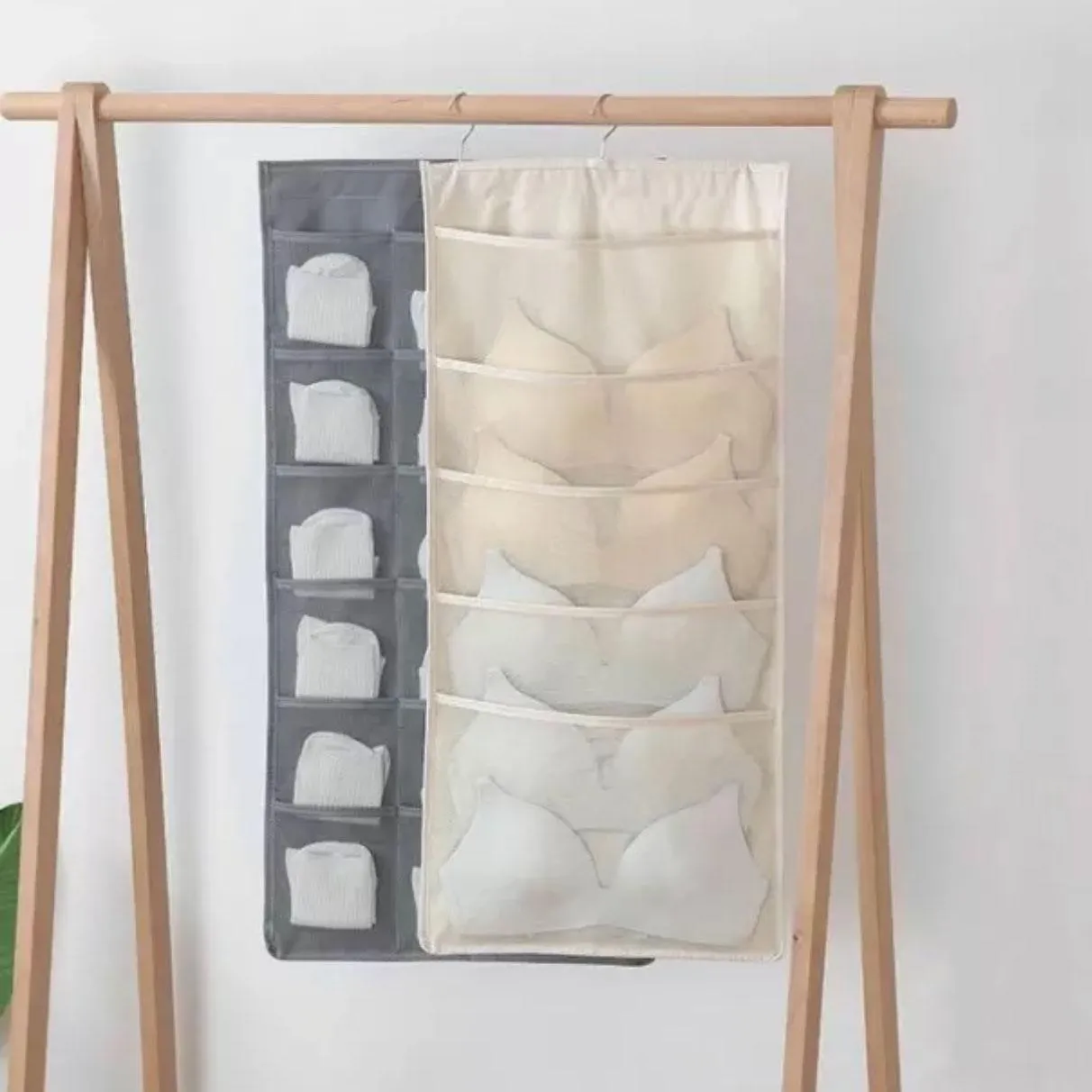 Double-Sided Hanging Bag Underwear Bra Socks Rack Hanger Storage Organizer