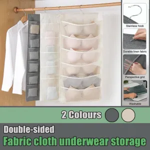 Double-Sided Hanging Bag Underwear Bra Socks Rack Hanger Storage Organizer