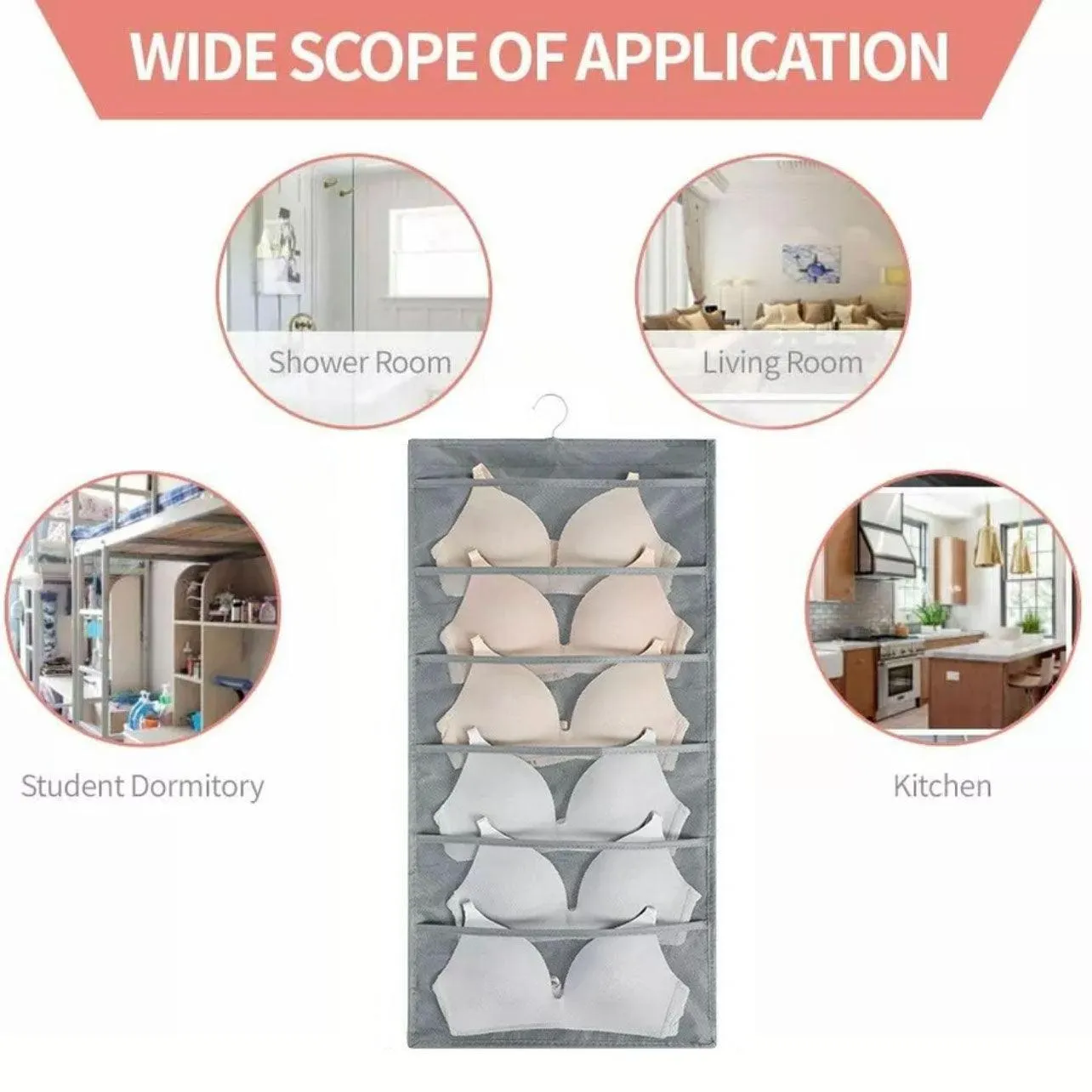 Double-Sided Hanging Bag Underwear Bra Socks Rack Hanger Storage Organizer