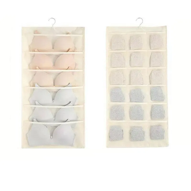Double-Sided Hanging Bag Underwear Bra Socks Rack Hanger Storage Organizer