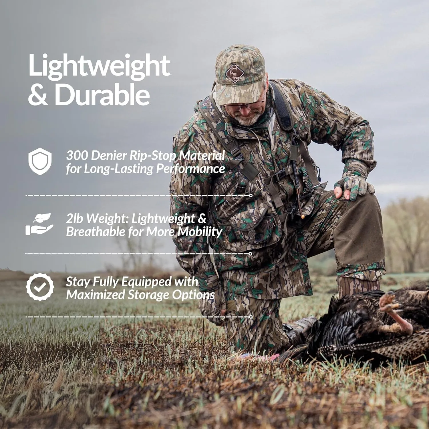 Drake Waterfowl Ol’Tom Time & Motion Easy-Rider Adjustable Turkey Vest for Hunting