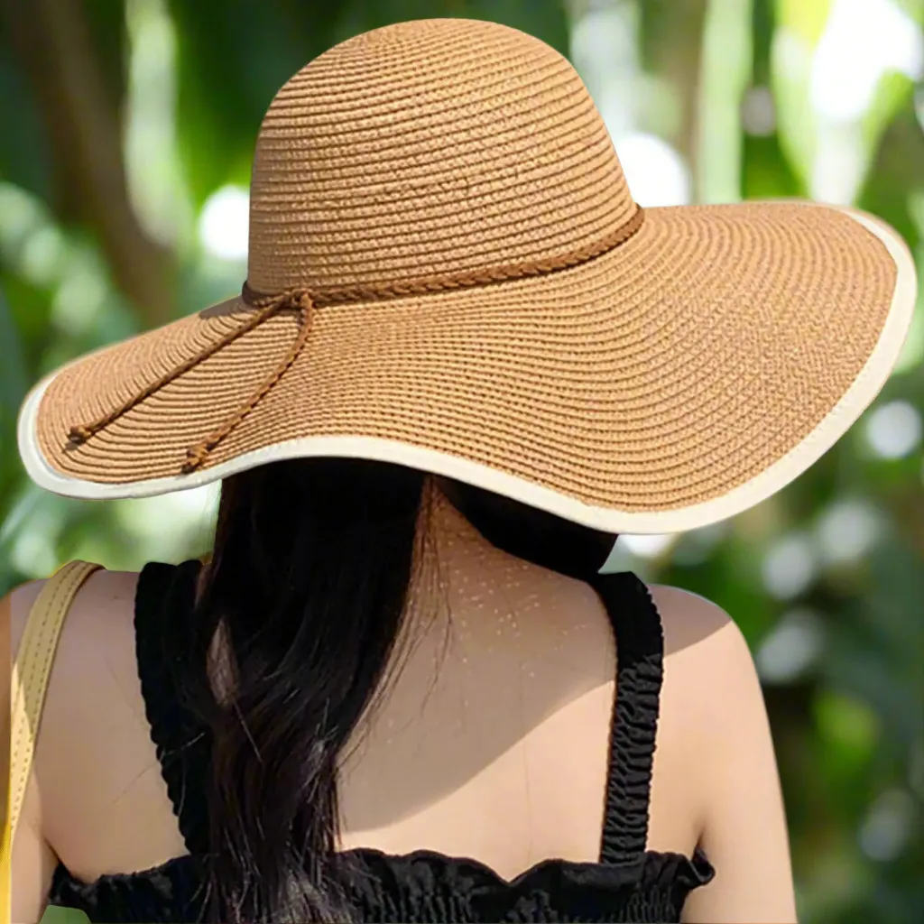DRESHOW Women's Sun Hat with Bow, Foldable Straw Hat, UPF 50  Beach Sun Protection