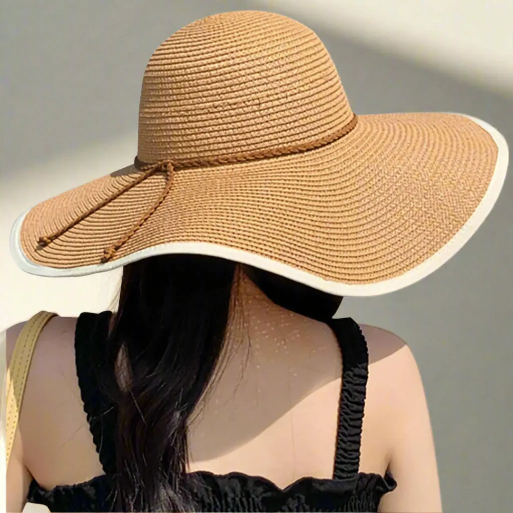 DRESHOW Women's Sun Hat with Bow, Foldable Straw Hat, UPF 50  Beach Sun Protection