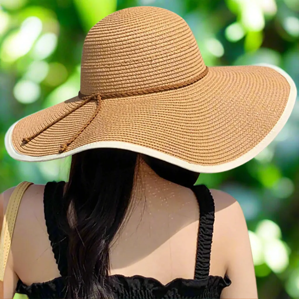 DRESHOW Women's Sun Hat with Bow, Foldable Straw Hat, UPF 50  Beach Sun Protection