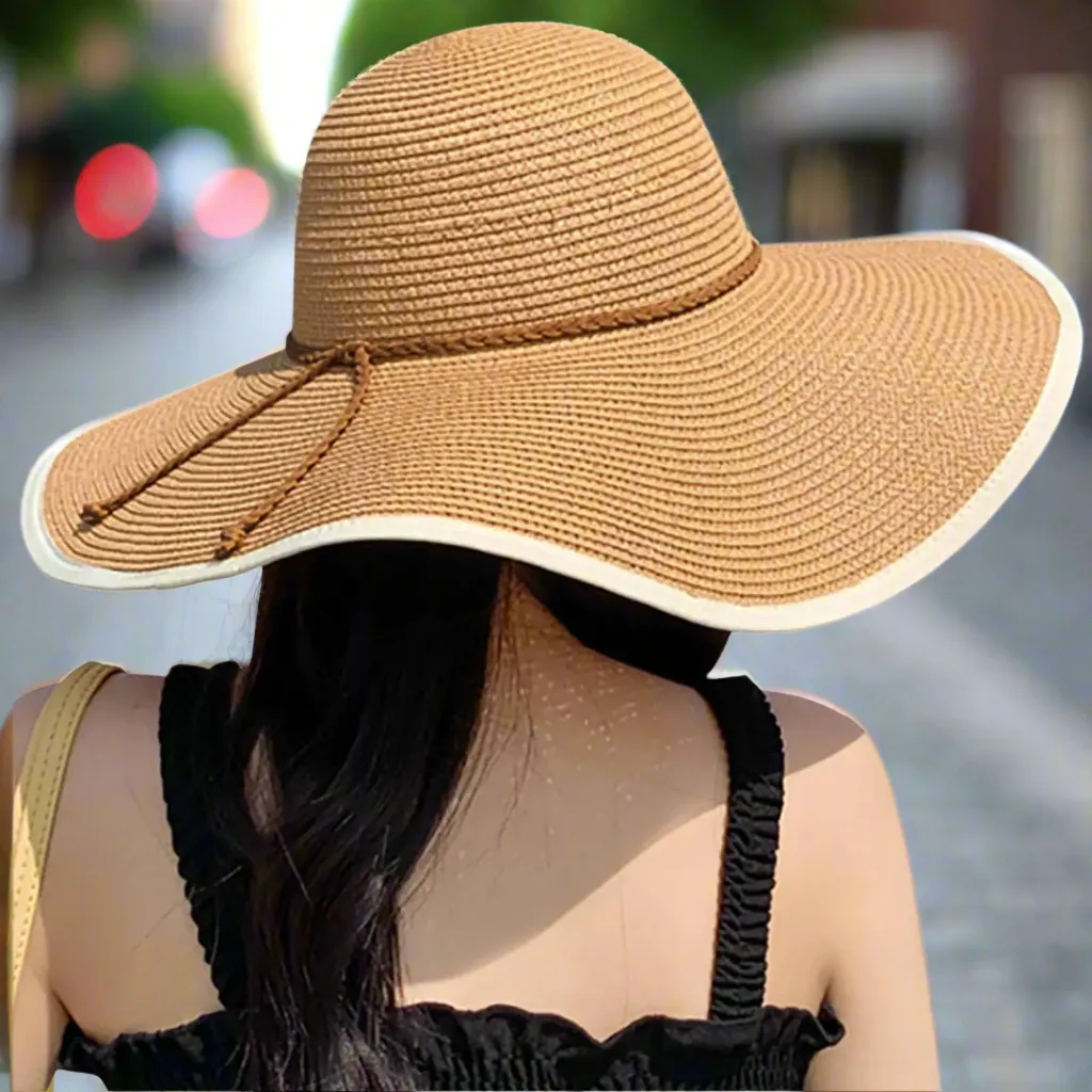 DRESHOW Women's Sun Hat with Bow, Foldable Straw Hat, UPF 50  Beach Sun Protection