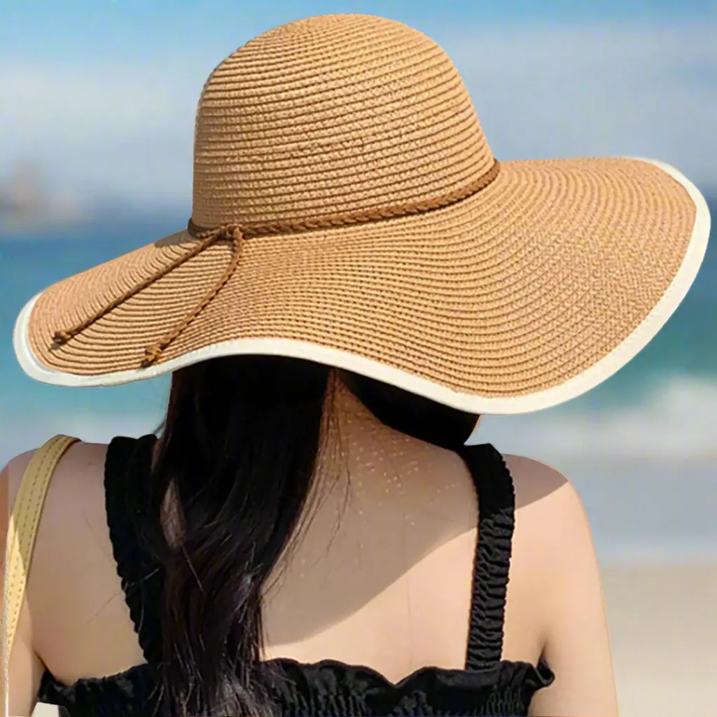 DRESHOW Women's Sun Hat with Bow, Foldable Straw Hat, UPF 50  Beach Sun Protection