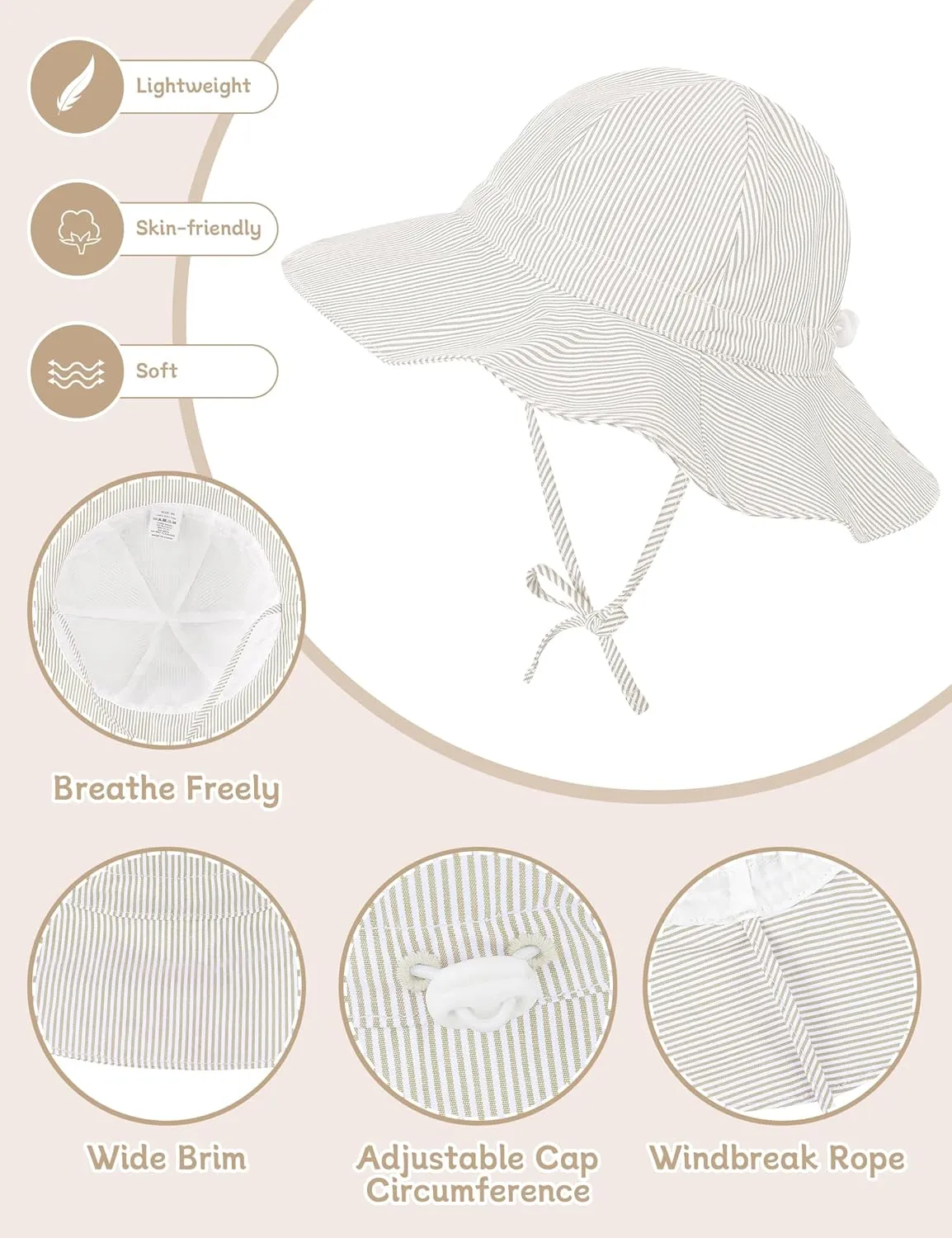 Durio Baby Sun Hat UPF 50  Sun Protection Hat Boy Girl Baby Sunglasses with Strap Wide Brim Baby Bucket Hat Toddler Beach Hat