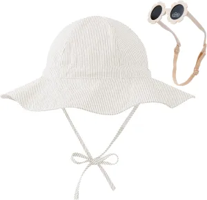 Durio Baby Sun Hat UPF 50  Sun Protection Hat Boy Girl Baby Sunglasses with Strap Wide Brim Baby Bucket Hat Toddler Beach Hat