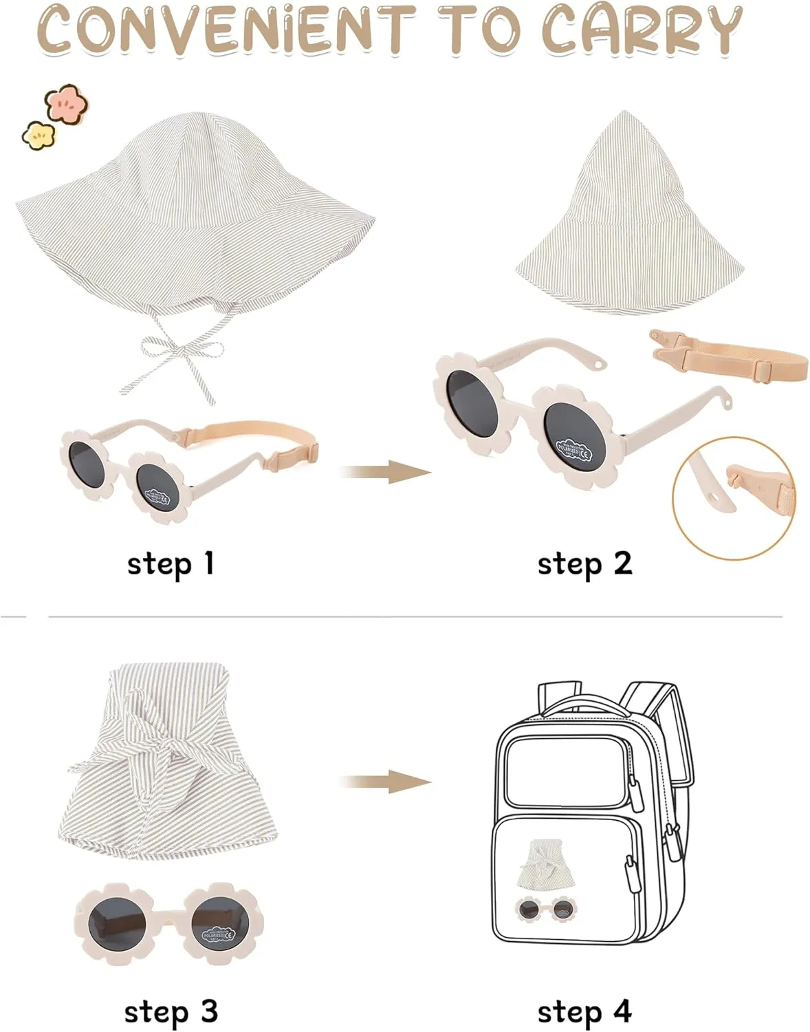 Durio Baby Sun Hat UPF 50  Sun Protection Hat Boy Girl Baby Sunglasses with Strap Wide Brim Baby Bucket Hat Toddler Beach Hat