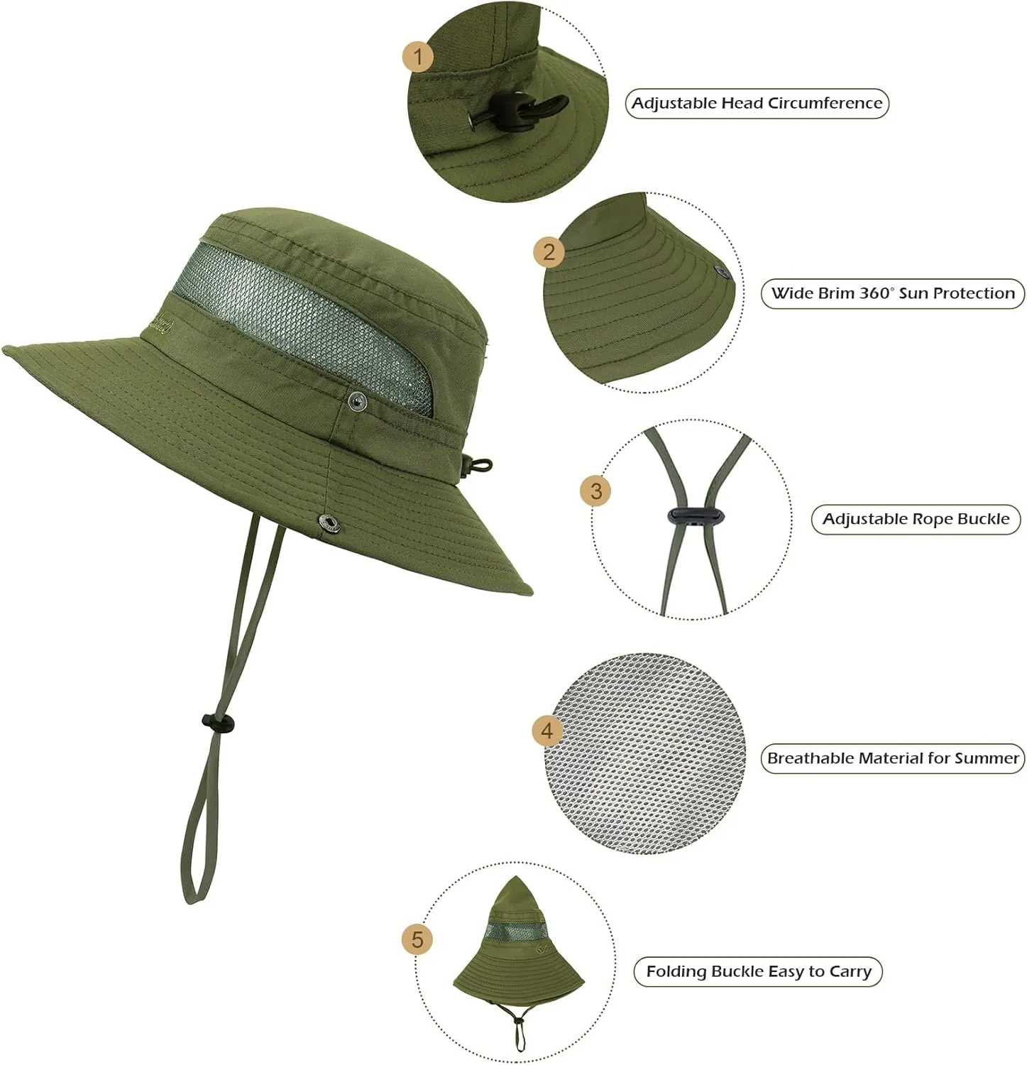 Durio Kids Sun Hats - UPF 50  Wide Brim Sun Protection for Boys & Girls