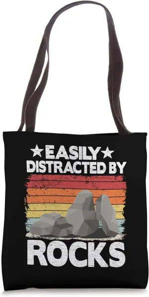 Easily Distracted By Rocks Collector Mineral Retro Geologist Tote Bag