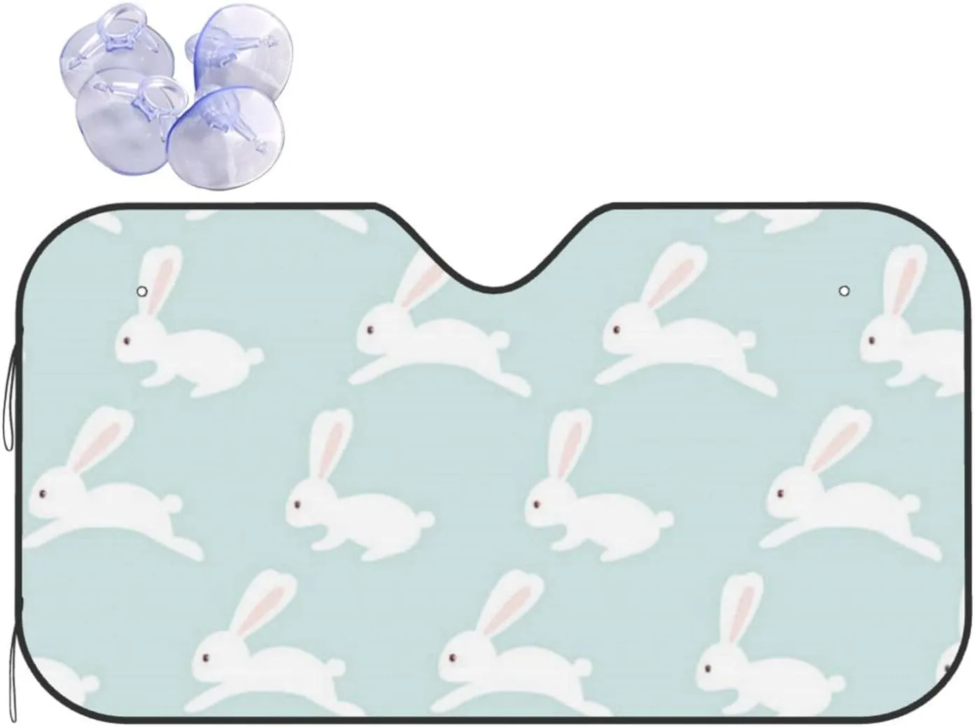 Easter Bunny Rabbit Car Front Window Sunshade Foldable Blocks Uv Rays Windshield Sun Shade for Car Truck SUV