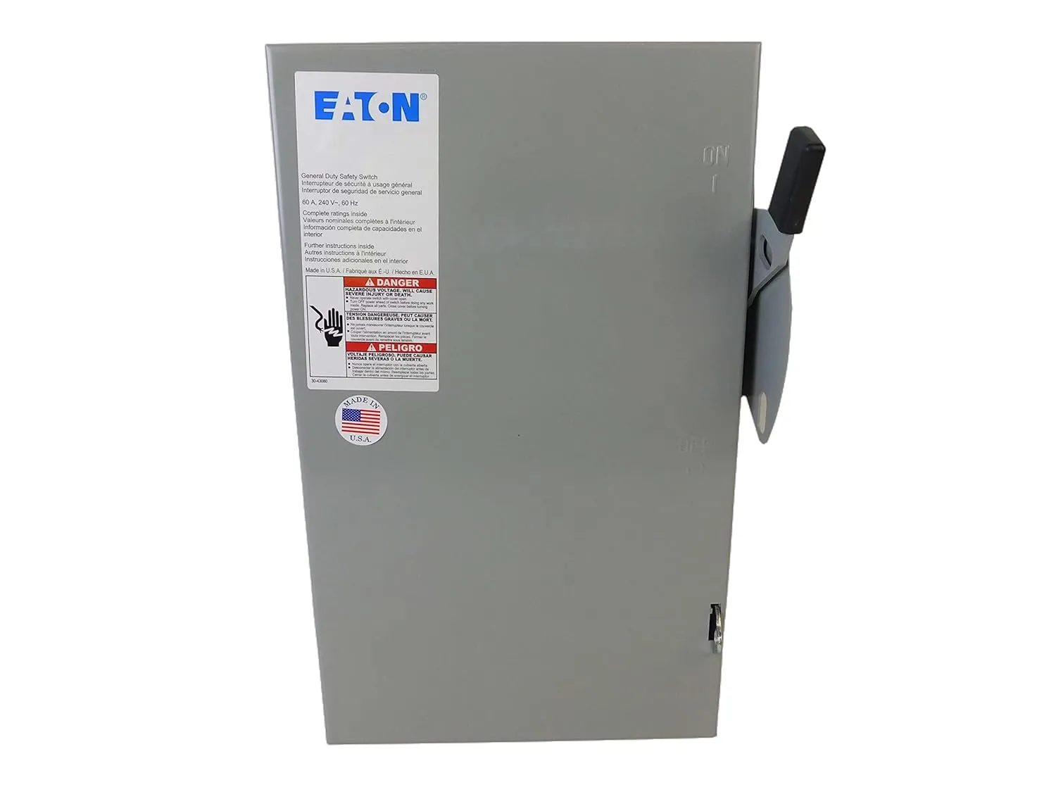 Eaton DG222UGB 2 Wire 2 Pole Non-Fusible B Series General-Duty Safety Switch 240 Volt AC 60 Amp NEMA 1