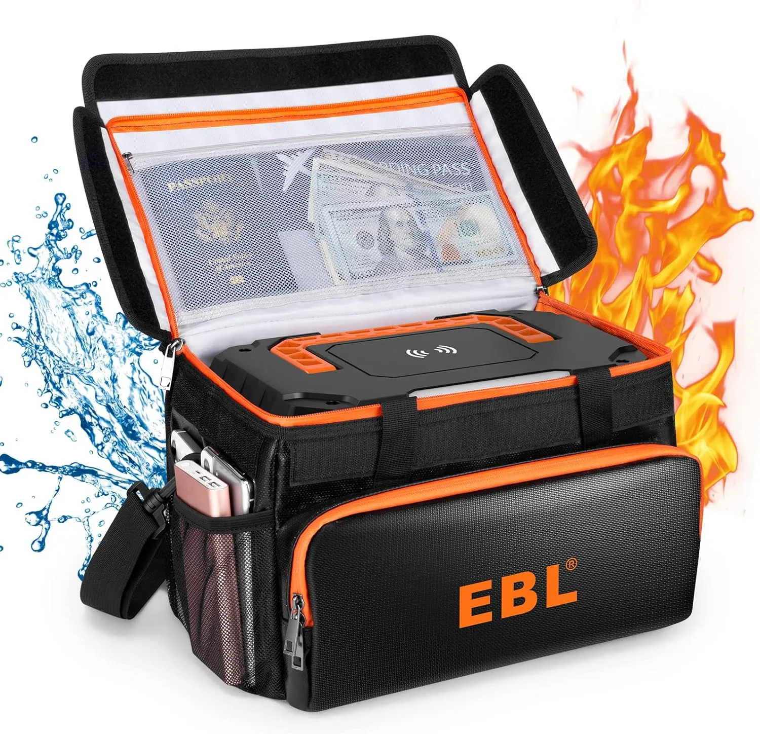 EBL Fireproof and Waterproof Document Bag Compatible with Portable Power Station 300W/500W/1000W/2000W, Home Basic Batteries AA AAA C D Battery and More