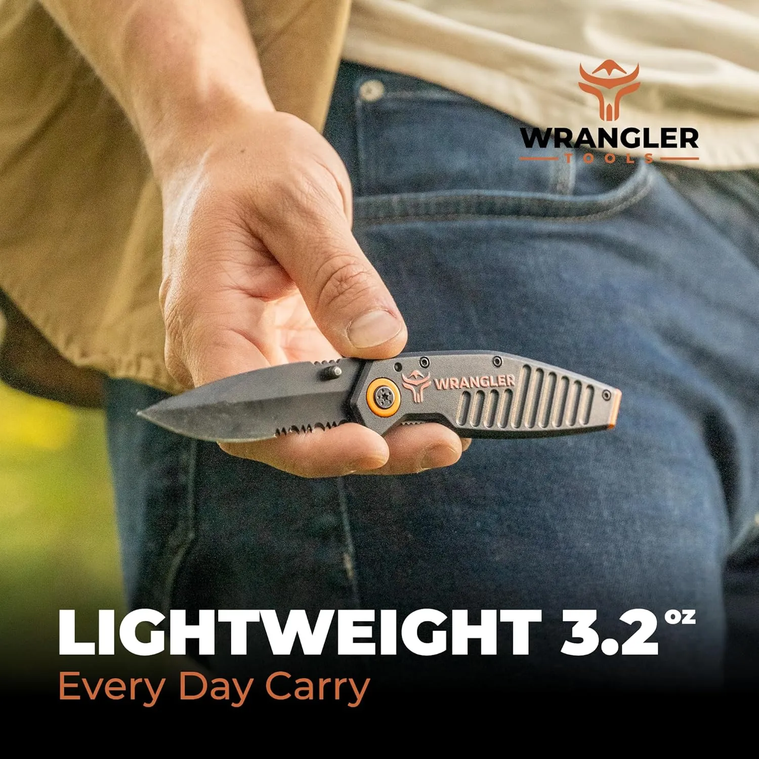 EDC Small Pocket Knife for Men - Folding Compact Every Day Carry Camping Knife - 2.9" 8Cr13MoV Drop Point Partially Serrated Blade 3.2oz Cutting, Hiking & Tactical Gear with Pocket Clip