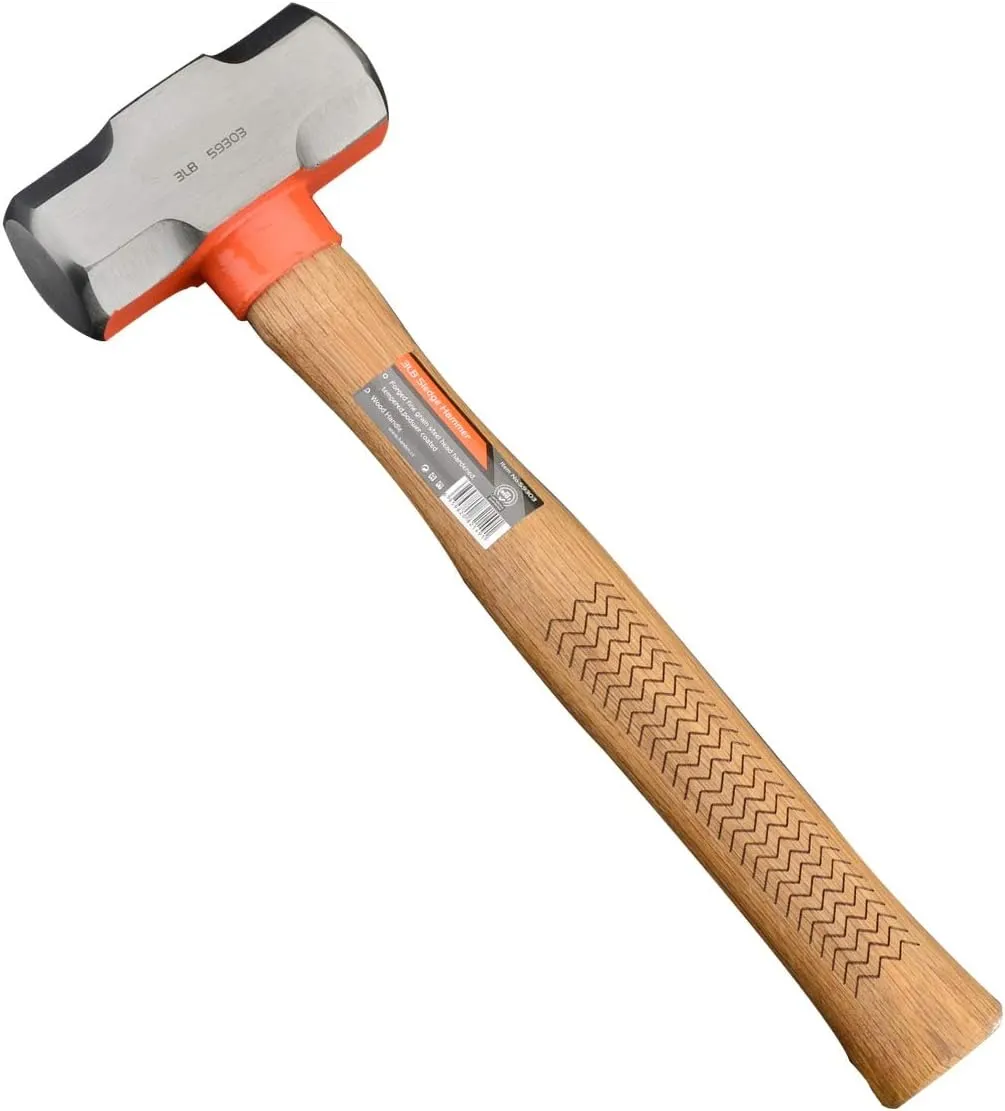 Edward Tools Pro 3 Pound Sledge Hammer - Heavy Duty Harden Steel Mini Sledge Hammer for Drilling, Chisels, Nail, Rebar, Kindling Crack Hammer - Solid Anti Reverberation Oak Handle