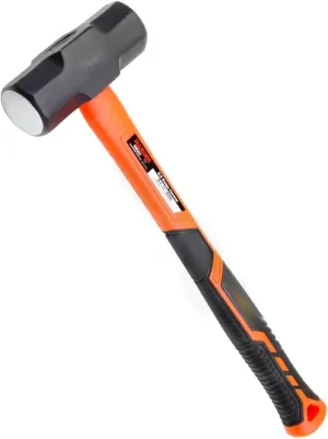 Edward Tools Sure Strike 3 Pound Sledge Hammer - Heavy Duty Forged Steal Head with Shock Resistant Fiberglass Handle - Ergo Grip Handle - Crack Hammer/Drilling Hammer