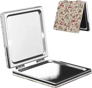 Eiffel Tower Floral Heart Bicycle Small Makeup Mirror Portable Travel Cosmetic Mirror Folding Small Pocket Mirror