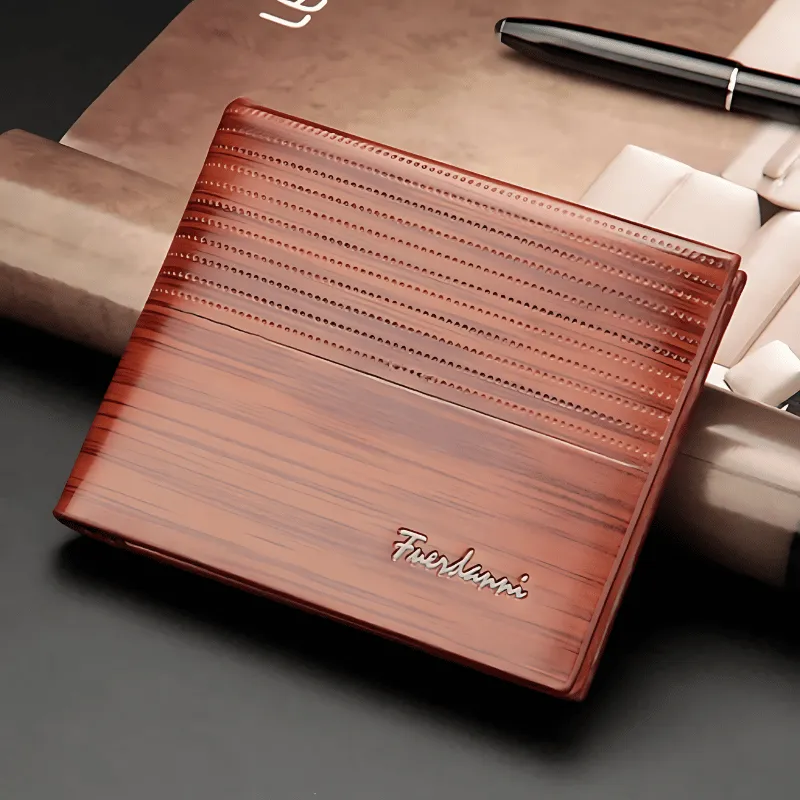Elegant wooden wallet with groove detail