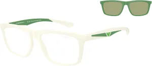 Emporio Armani Men's Ea4235 with Sun Clip-ons Square Prescription Eyewear Frames