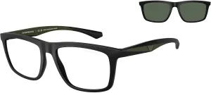 Emporio Armani Men's Ea4235 with Sun Clip-ons Square Prescription Eyewear Frames