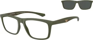 Emporio Armani Men's Ea4235 with Sun Clip-ons Square Prescription Eyewear Frames