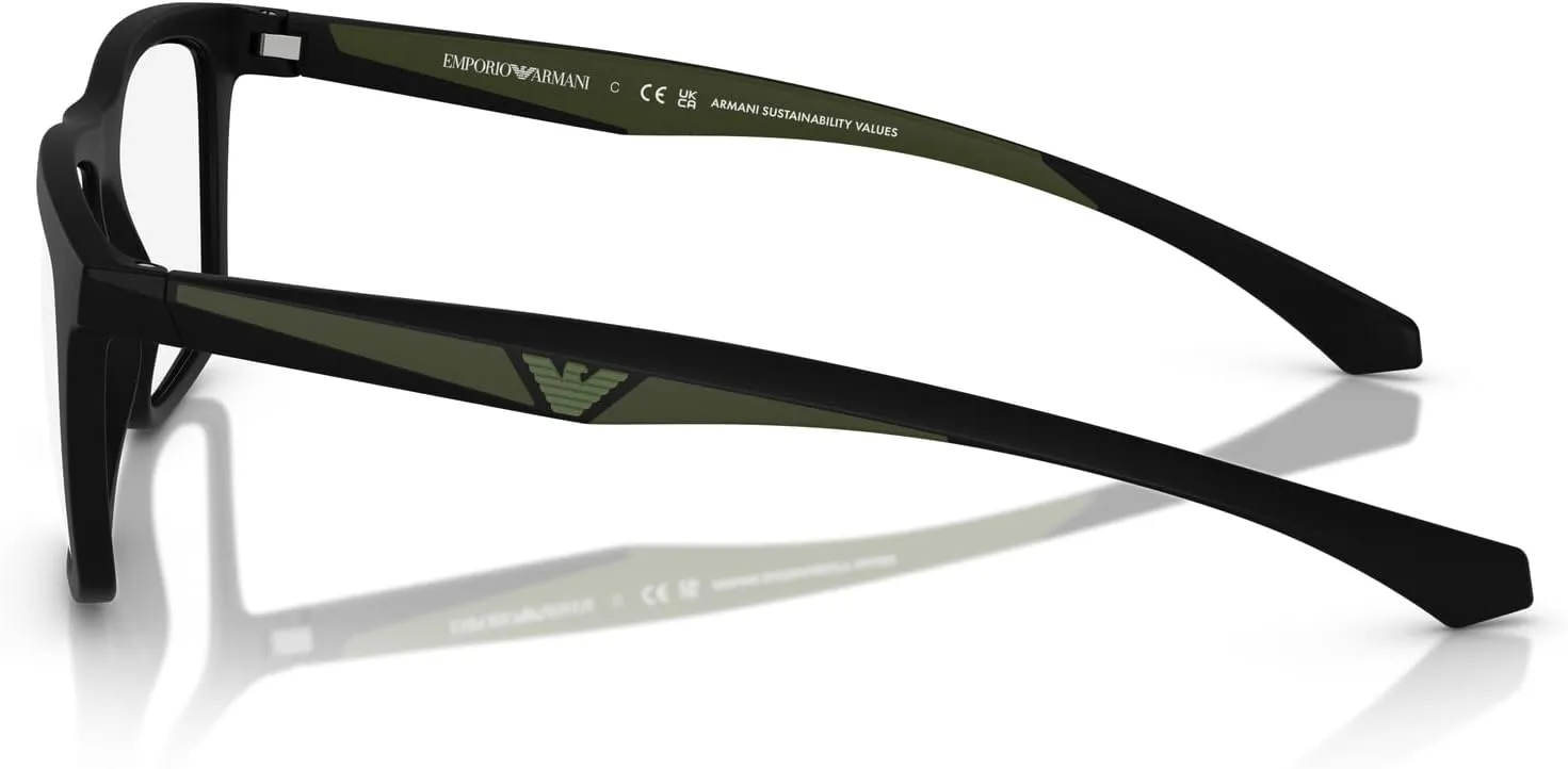 Emporio Armani Men's Ea4235 with Sun Clip-ons Square Prescription Eyewear Frames