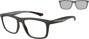 Emporio Armani Men's Ea4235 with Sun Clip-ons Square Prescription Eyewear Frames