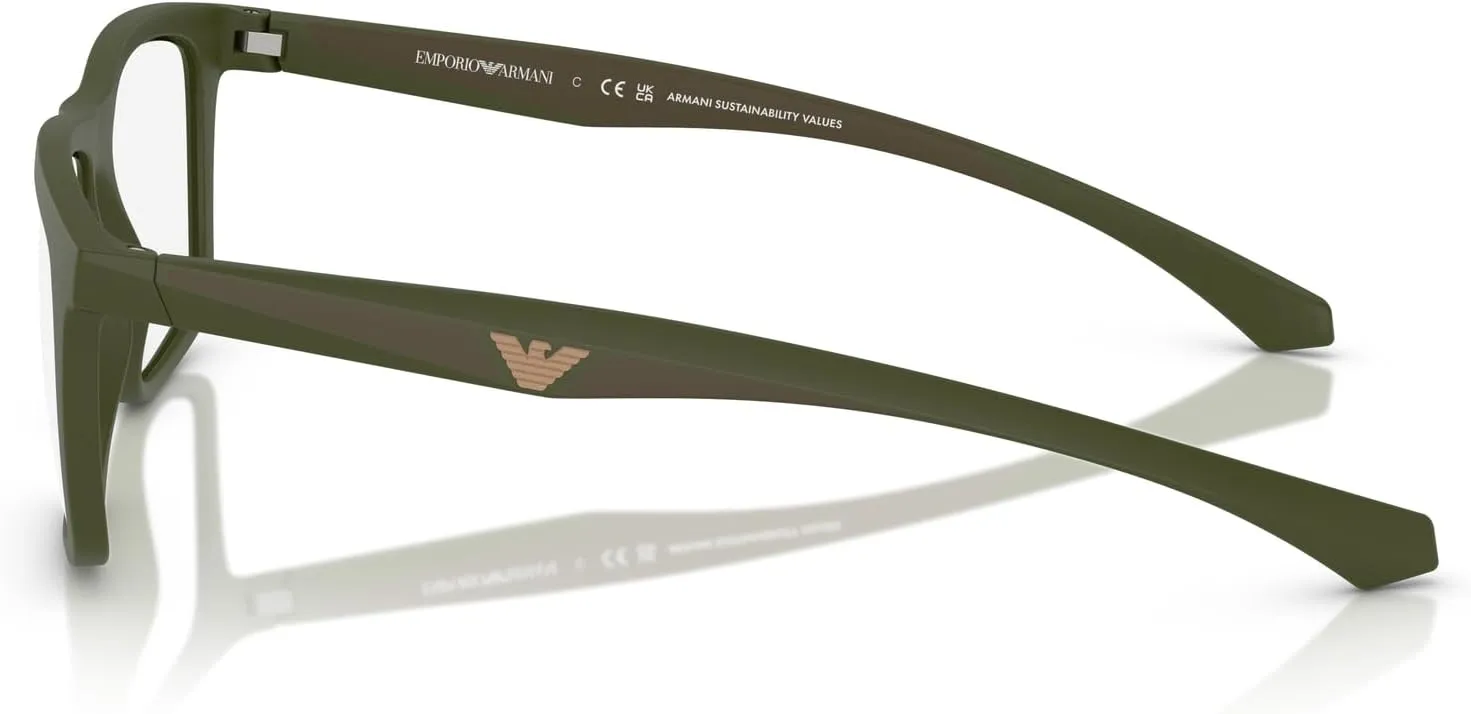 Emporio Armani Men's Ea4235 with Sun Clip-ons Square Prescription Eyewear Frames