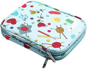 Empty Knitting Needles Case Travel Storage Organizer Storage Bag for Circular Knitting Needles and Accessories Kit Bag, Blue