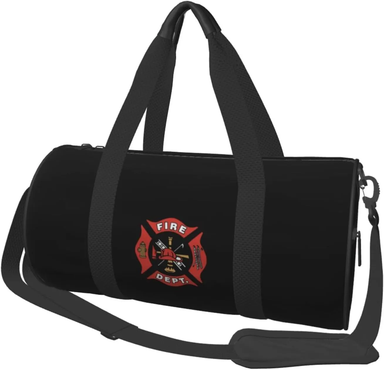 Emt Firefighter Maltese Cross Travel Luggage Duffel Bag Sports Rolling Foldable Duffel Bag, Black