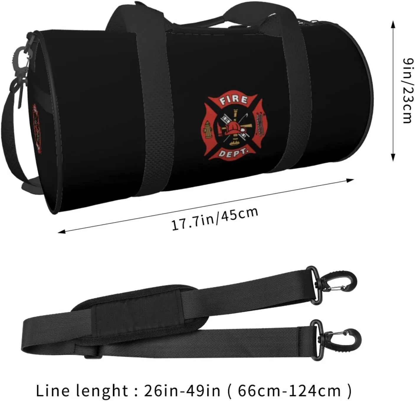 Emt Firefighter Maltese Cross Travel Luggage Duffel Bag Sports Rolling Foldable Duffel Bag, Black