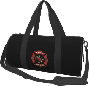 Emt Firefighter Maltese Cross Travel Luggage Duffel Bag Sports Rolling Foldable Duffel Bag, Black