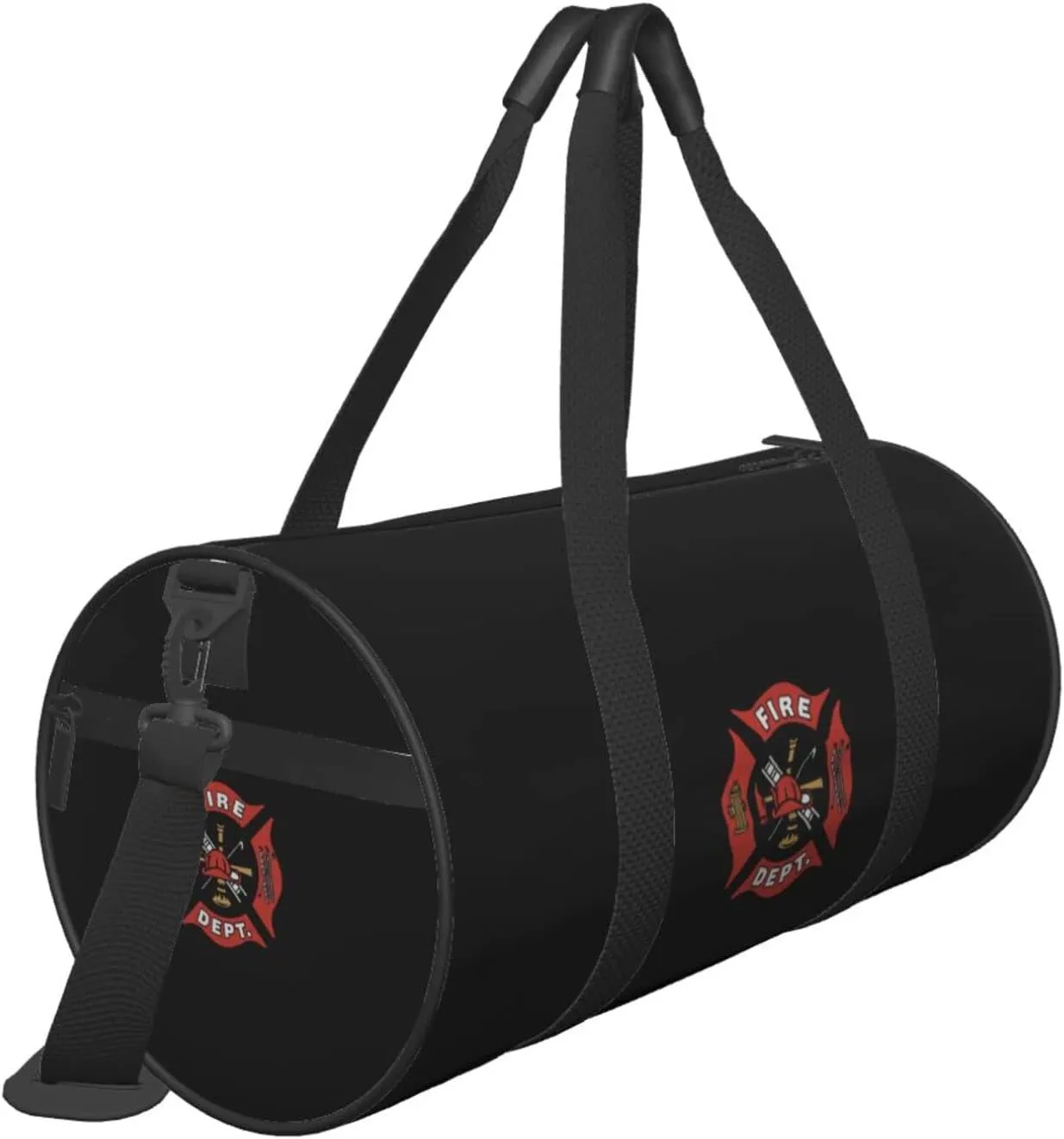 Emt Firefighter Maltese Cross Travel Luggage Duffel Bag Sports Rolling Foldable Duffel Bag, Black