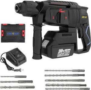 Energup Cordless Power Hammer Driver, 20V brushless lithium electric -0-950RPM Speed, Heavy Duty Chipping Concrete/Pavement Breaker with Carrying Case 15A Heavy Duty Rotary Hammer Drill