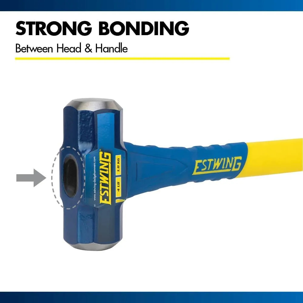 Estwing 4-Pound Hard Face Sledge Hammer, 50-55 HRC, 16-Inch Fiberglass Handle, Overstrike Protection, Textured Grip