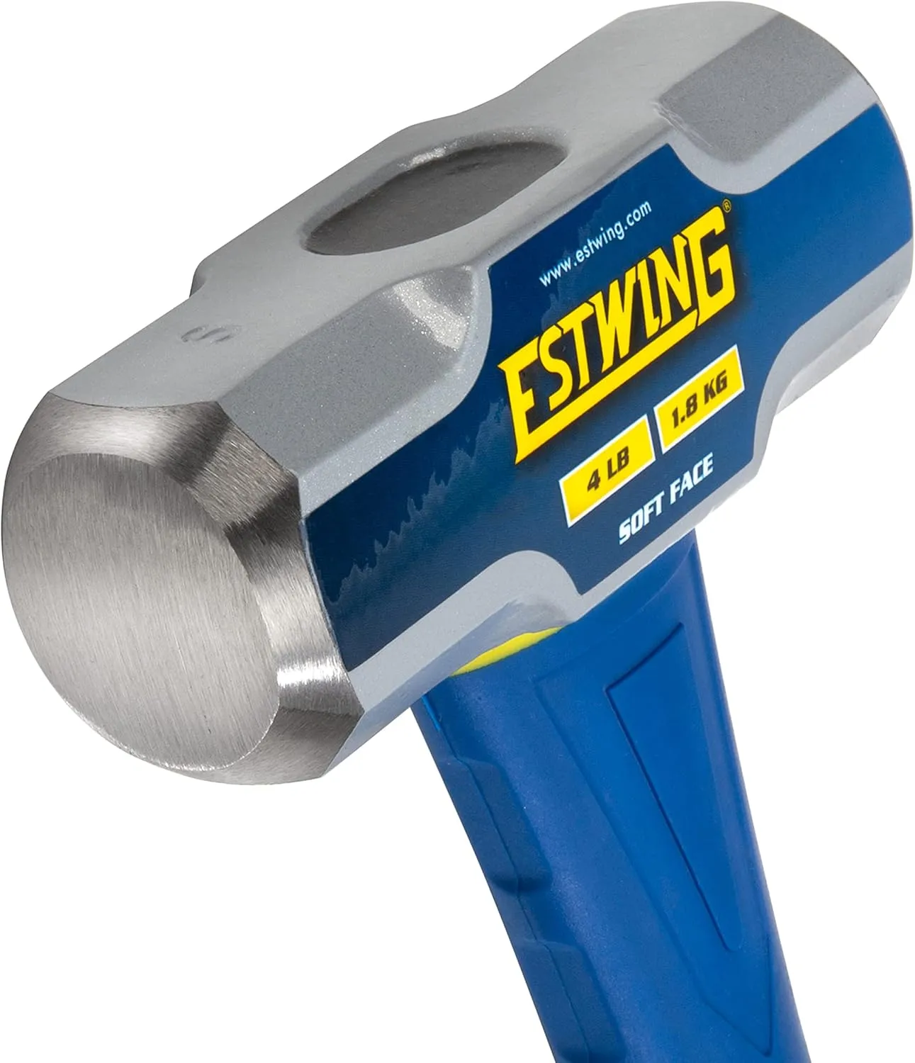 Estwing Soft Face Sledge Hammer for Automotive, Industrial, and Construction Use, 30-35 HRC, 16-Inch Long Fiberglass Handle with Ergonomic Two-Handed Grip (4-Pound Head x 16-Inch Handle)