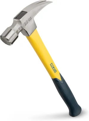 ESTWING Sure Strike Framing Hammer - 22 oz Straight Rip Claw with Fiberglass Handle & No-Slip Cushion Grip - MRF22SM
